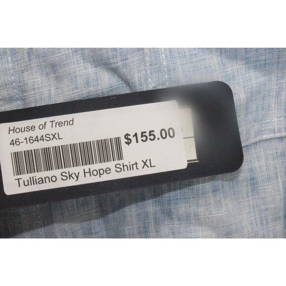 Tulliano Shirt Sky Hope Mens XL 100% Silk Button Up Long Sleeve Blue NEW - Picture 4 of 5